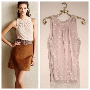 Anthropologie Dotted Mesh Tank Sweet Pea